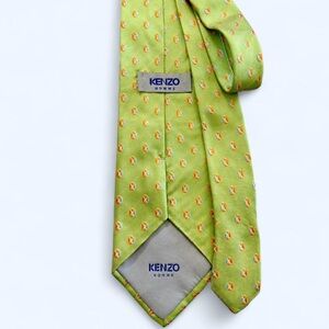 Kenzo Vibrant Green Tie with Multicolor Pattern
